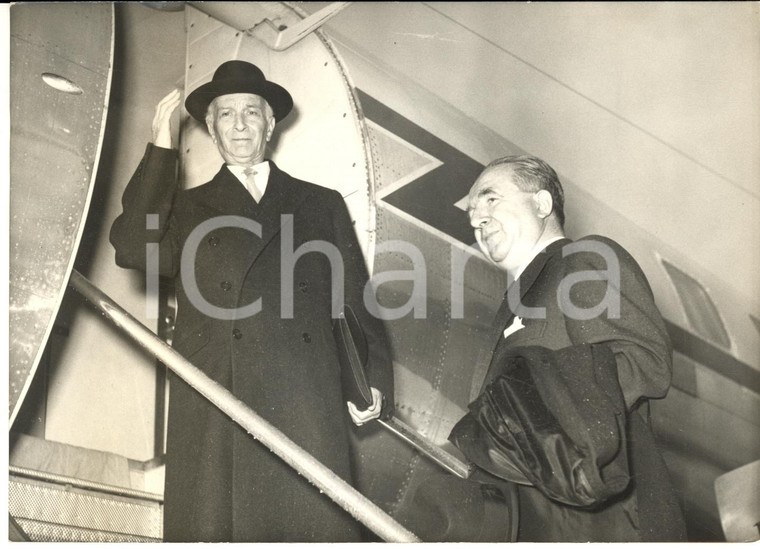 1959 ROMA Antonio SEGNI e Giuseppe PELLA in partenza per Ankara - Foto 18x13 cm