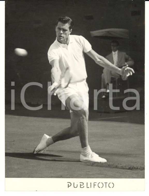 1955 MILANO TENNIS - COPPA DAVIS - ITALIA SVEZIA 4-1 Rovescio di Sven DAVIDSON 