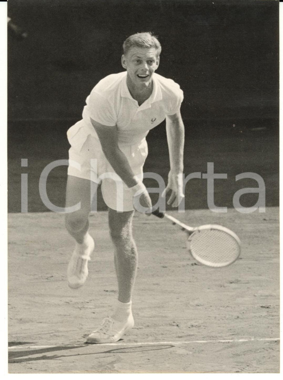 1957 MILANO TENNIS - COPPA DAVIS ITALIA SVEZIA 3-1 Ulf SCHMIDT in campo *Foto