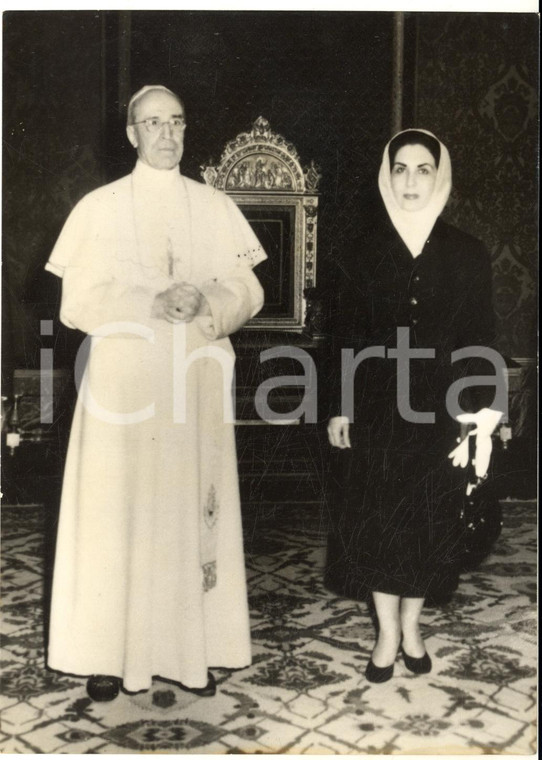 1957 ROMA Papa PIO XII incontra Regina madre Zein di Giordania *Foto 13x18 cm