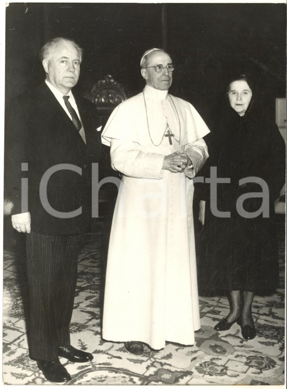 1957 ROMA Papa PIO XII riceve Asgeir ASGEIRSSON presidente Islanda *Foto 13x18