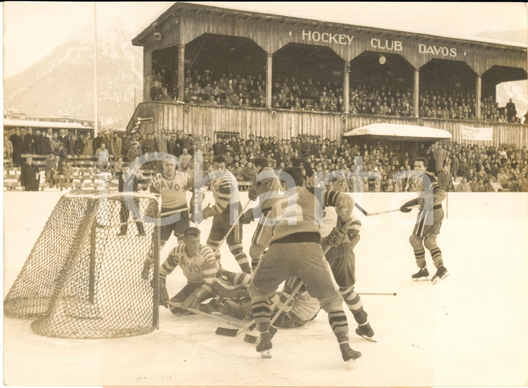 1953 HOCKEY SU GHIACCO Incontro DAVOS-INTER - Azione in area *Foto 18x13 cm