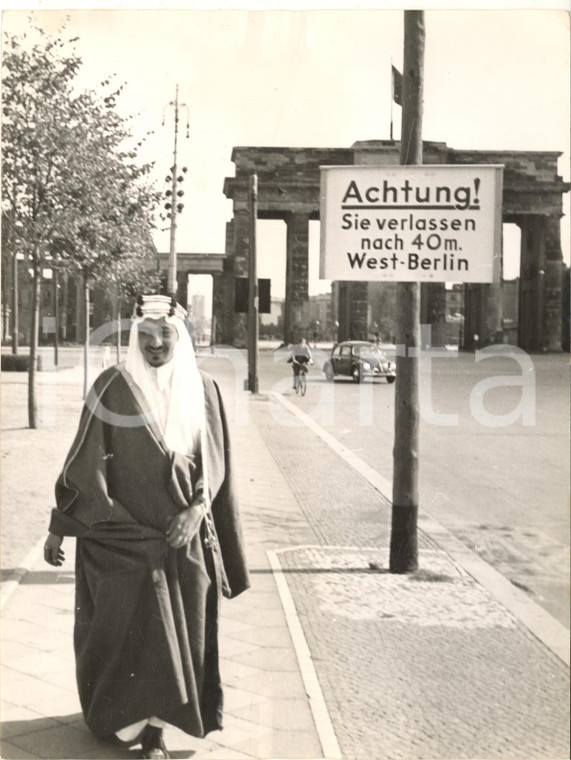 1953 WEST BERLIN King Faisal of Saudi Arabia at Brandenburg Gate *Photo 15x20