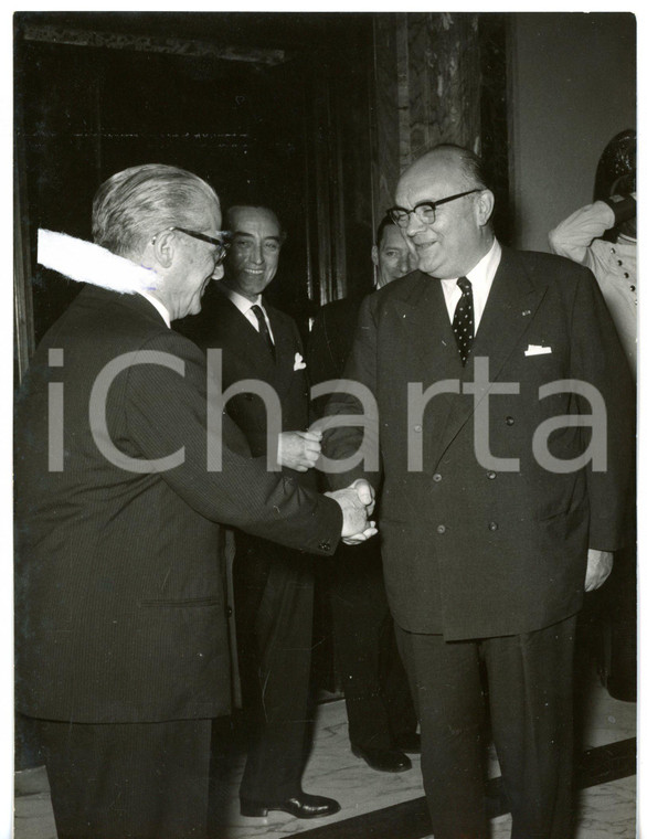 1957 ROMA Quirinale - Giovanni GRONCHI riceve Paul-Henri SPAAK segretario NATO 