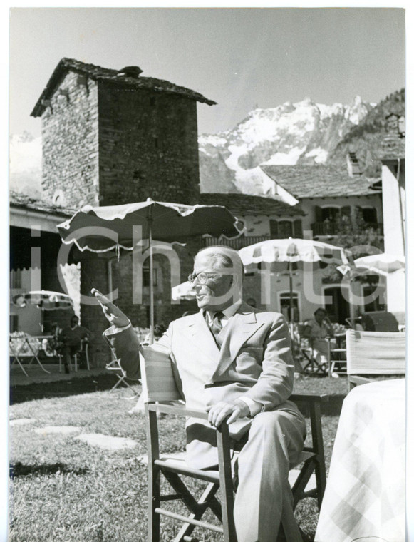 1958 COURMAYEUR Piazza PETIGAX - Giovanni GRONCHI in villeggiatura - Foto 13x18