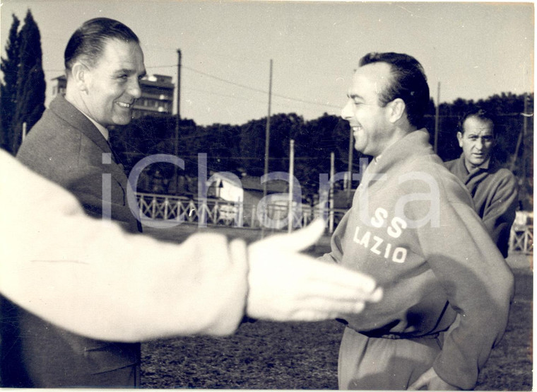 1956 LAZIO CALCIO Nuovo allenatore Jesse CARVER con Attilio GIOVANNINI Foto