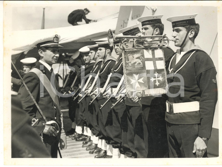 1961 PORTSMOUTH Italian warship "San Giorgio" during its visit *Photo 20x15 cm