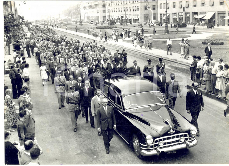 1955 GENOVA Funerali pilota Piero VALENZANO - Il corteo in città *Foto 18x13 cm