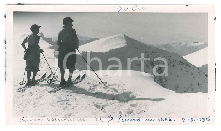 1935 ca PREALPI - MONTE SAN PRIMO Piccoli sciatori - Foto 15x8 cm