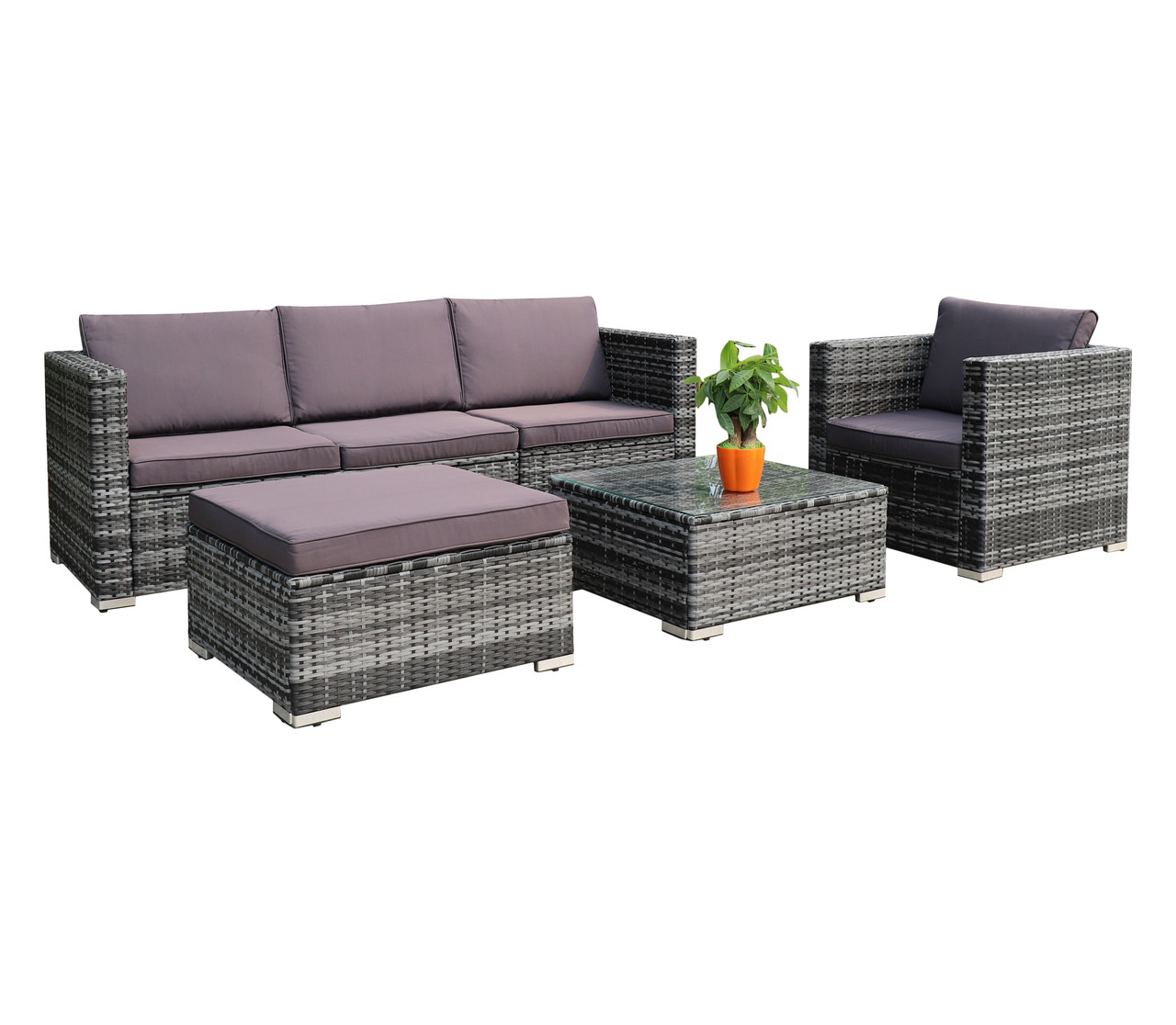 mixed grey rattan sofa