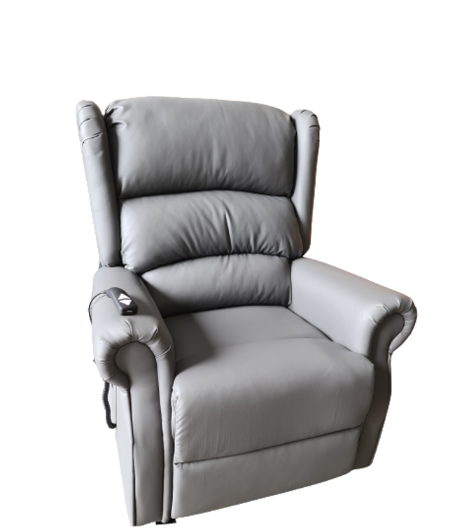 Cambridge Grey Bonded Leather Rise and Recline Armchair