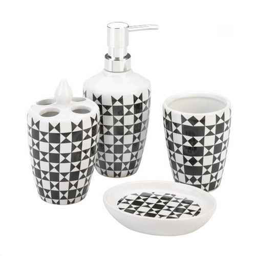 Geometric pattern bath accessory set