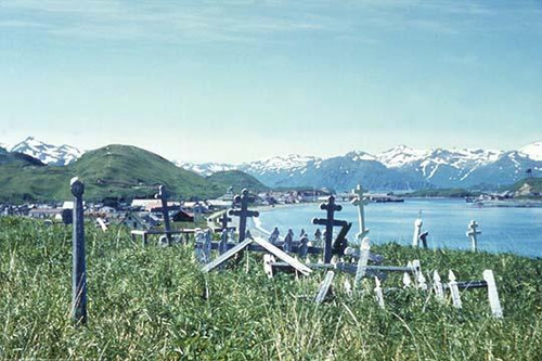 The Russian Orthodox graveyard at Unalaska