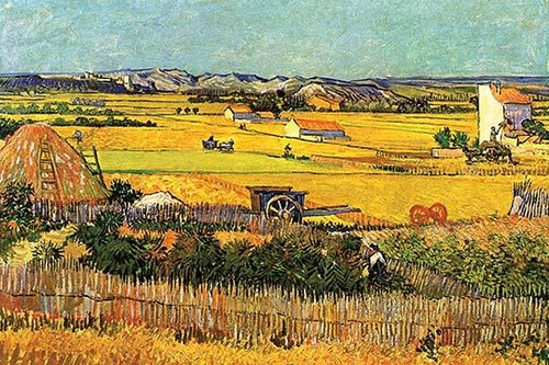 Harvest at La Crau with Montmajour in the Background