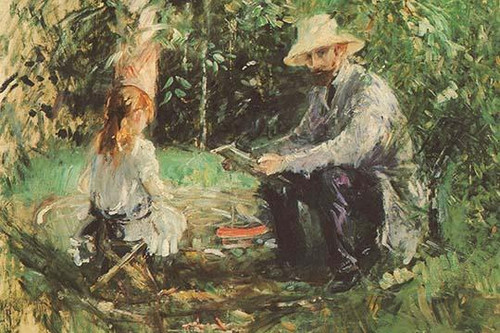Eugène Manet and his daughter in the garden