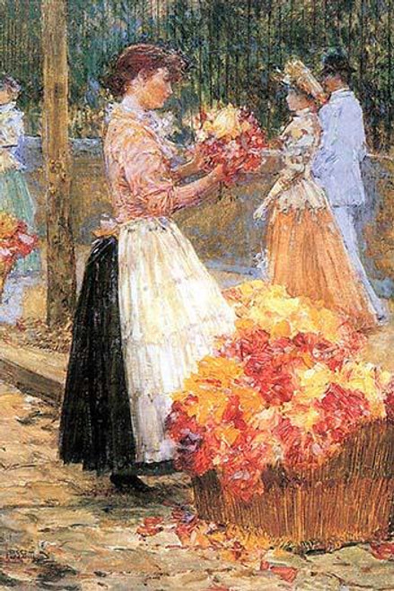 Woman sells flowers