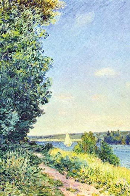 Normandy, path on the water, in the evening at Sahurs