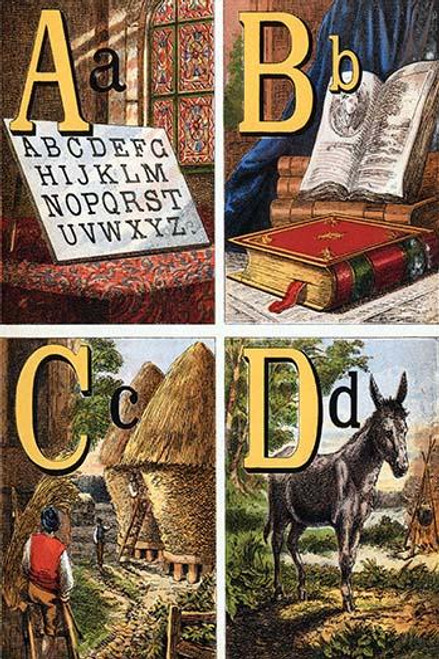 A, B, C, D Illustrated Letters