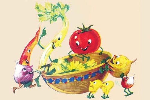 Happy Vegetables in the Bowl
