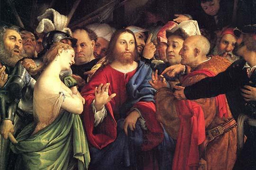 Christ and the adulteress by Lotto