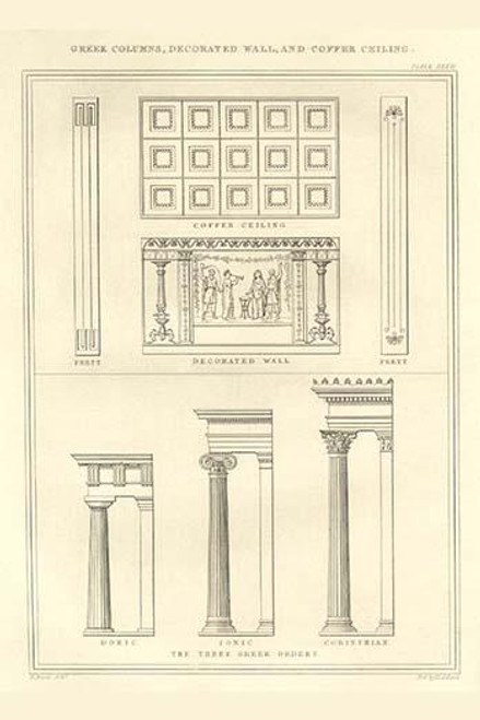Greek Columns, decorated Walls & Coffer Ceilings