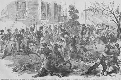 Union Cavalry Charge into Fairfax County Virginia under Tomkins