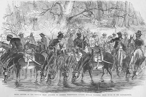 Negro Drivers with Pleasonton's Cavalry stop to water their horses in the Rappahannock