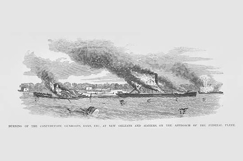 Burning of the Confederate Gunboats & Rams at New Orleans & Algiers