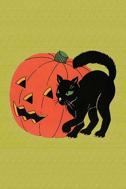 Black Cat with Jack-O-Lantern