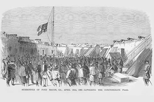 Surrender & Lowering the Confederate Flag at Fort Macon, Georgia