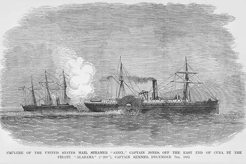 Confederate Admiral Semmes on the Alabama captures Steamer Ariel off of Cuba