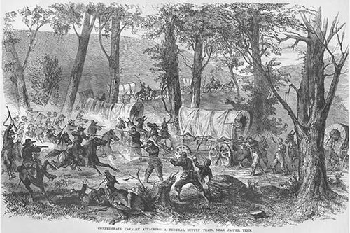 Wheeler's Confederate Cavalry Attacks Supply Train