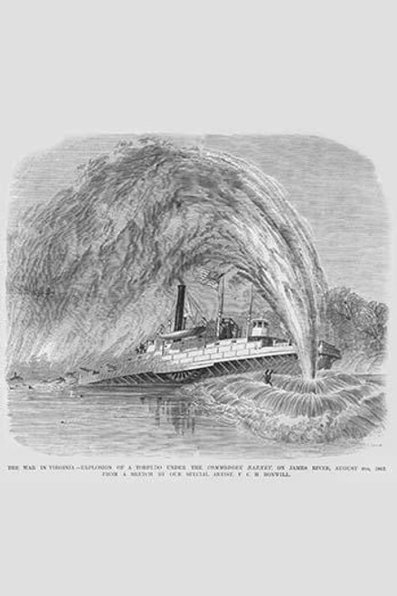 Torpedo Explodes under the Commodore Barney on the James River