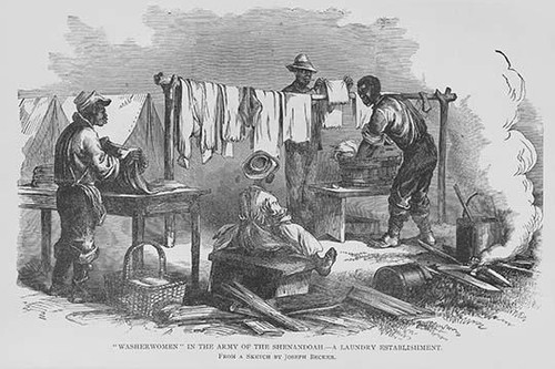 Washerwoman and men in the Army of the Shenandoah