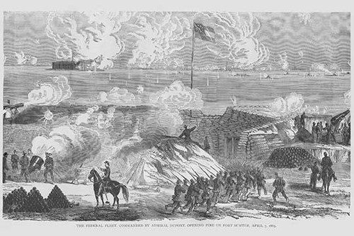 Admiral DuPont's Fleet opens fire on Fort Sumter