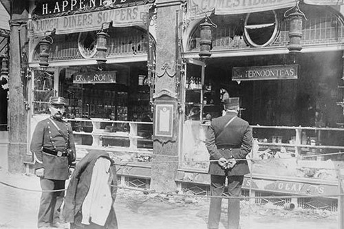 Parisian Police Look at German Shops Ransacked by Mob
