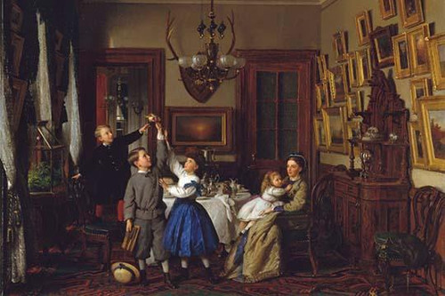 The Contest for the Bouquet: The Family of Robert Gordon in Their New York Dining-Room, 1866