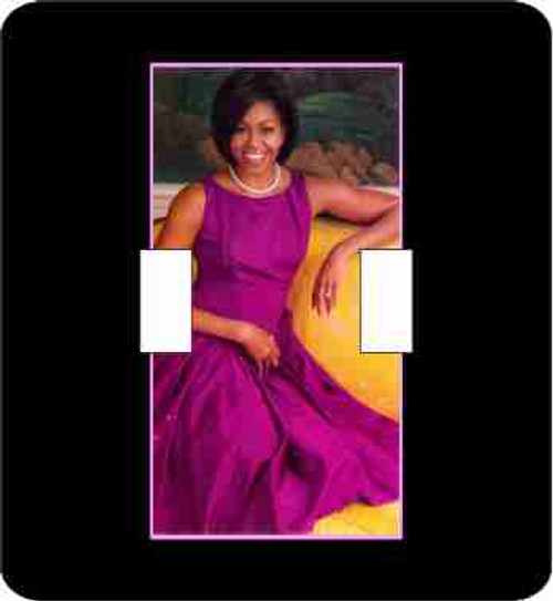 Michelle Obama-Purple Dress Double Switch Plate (African American Double Switch Plate)