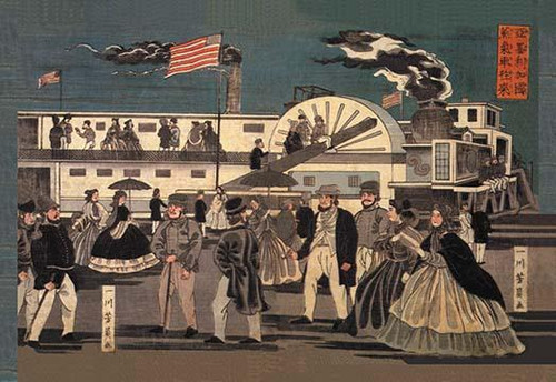 Arrival and Departure of an American Steamship