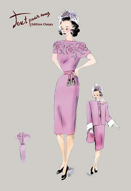 Pink Evening Dress with Overcoat and Hat