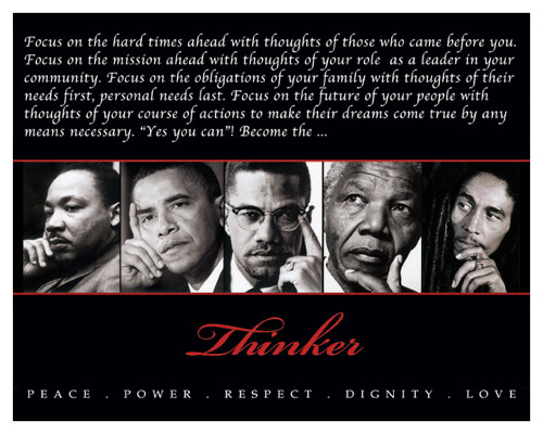 Thinker (Quintet): Peace, Power, Respect, Dignity, Love Poster