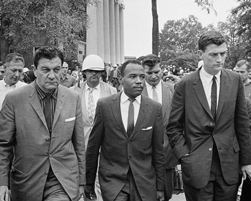 James Meredith, First African American Student at University of Mississippi, with US Marshals, 1962 Poster