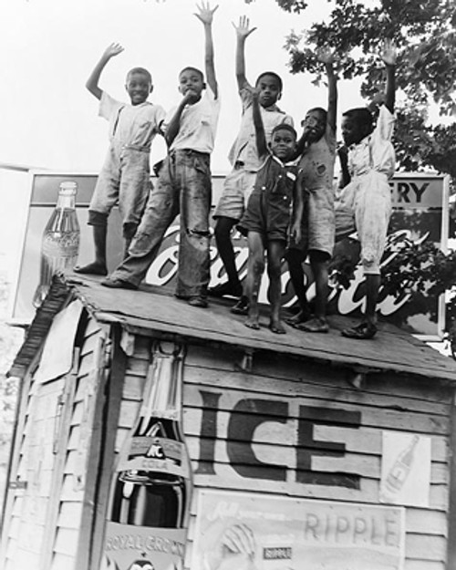 African American Boys with Coca-Cola Sign, Little Rock, AR, 1938 Poster