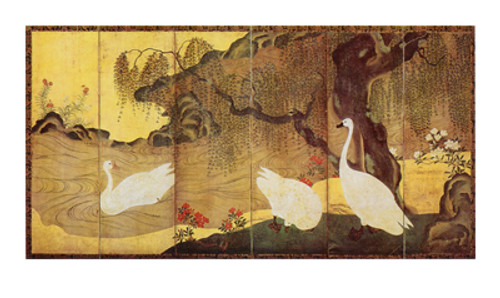 Swans and Willow Trees Poster