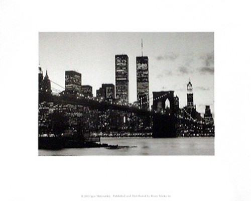 WTC Over Brooklyn Bridge (Night) Poster