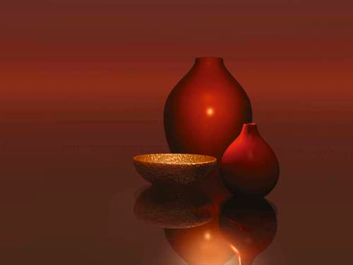 Red Vases with Bowl Poster