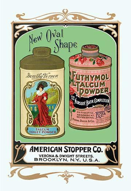 Dorothy Vernen and Euthymol Talcum Powders in New Oval Shaped Tins