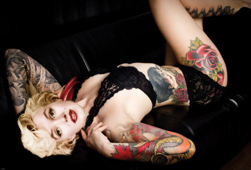 Marilyn: Tattoos (Black Couch) Poster