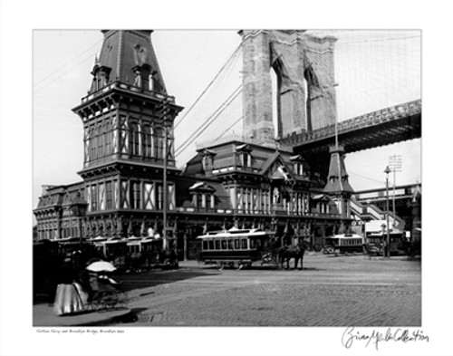 Fulton Ferry and Brooklyn Bridge, 1885 Poster