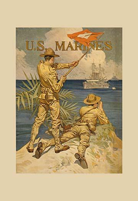 Marines Signaling from Shore to Ships at Sea
